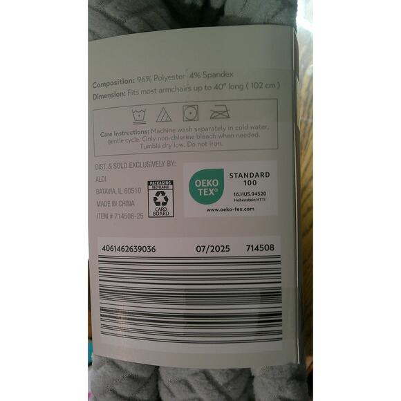 Kirkton House Snug Fit Arm Chair Cover Light Gray 40" Soft Knit, NEW - Picture 4 of 5